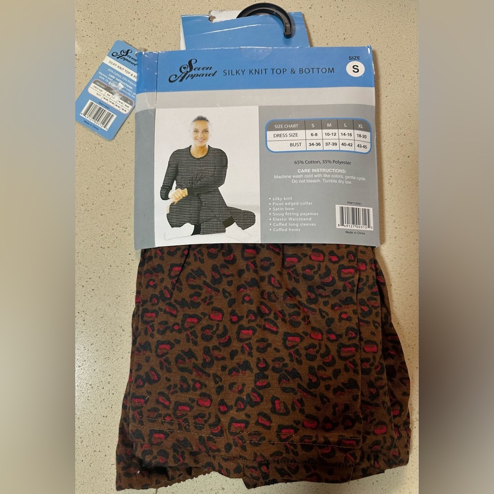 Seven Apparel Silky Knit Leopard print Loungewear Set NWT